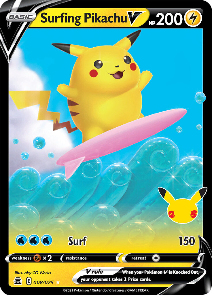 Surfing Pikachu V (008/025) [Celebrations: 25th Anniversary] | Gear Gaming Fayetteville