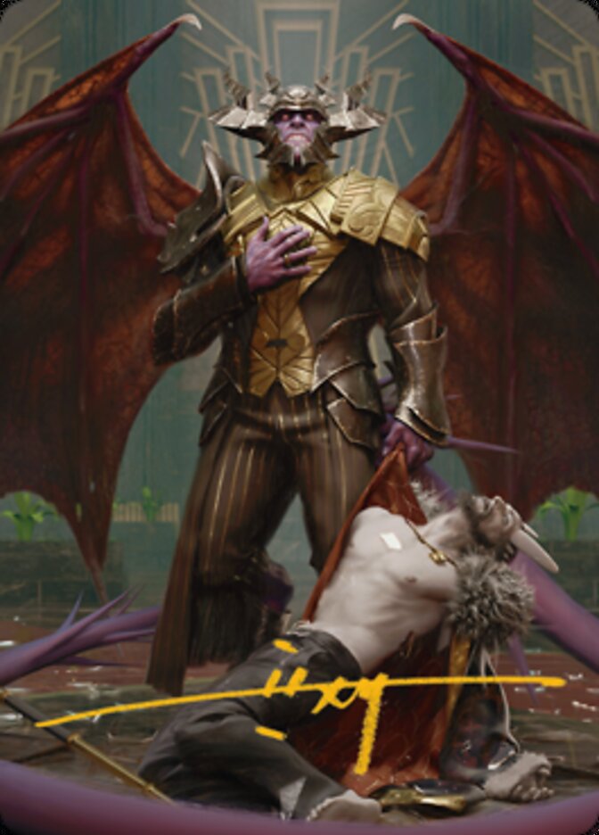 Ob Nixilis, the Adversary 1 Art Card (Gold-Stamped Signature) [Streets of New Capenna Art Series] | Gear Gaming Fayetteville