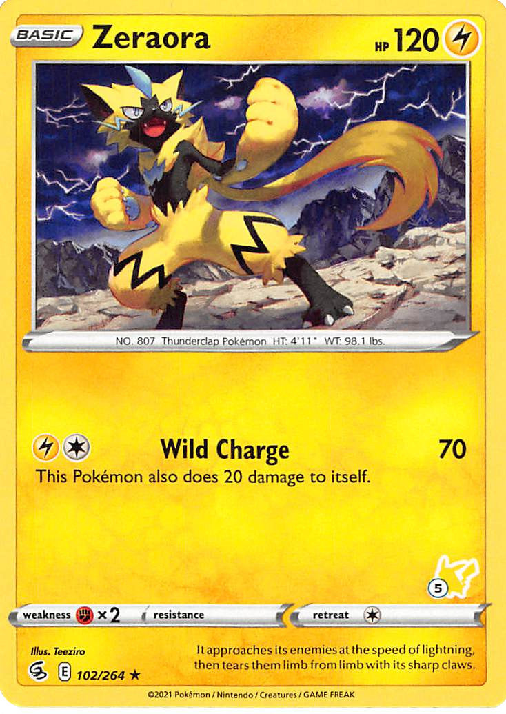 Zeraora (102/264) (Pikachu Stamp #5) [Battle Academy 2022] | Gear Gaming Fayetteville