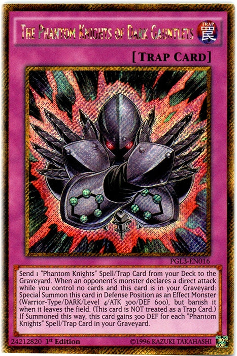 The Phantom Knights of Dark Gauntlets [PGL3-EN016] Gold Secret Rare | Gear Gaming Fayetteville