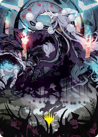 Echo of Death's Wail Art Card (Gold-Stamped Signature) [Kamigawa: Neon Dynasty Art Series] | Gear Gaming Fayetteville