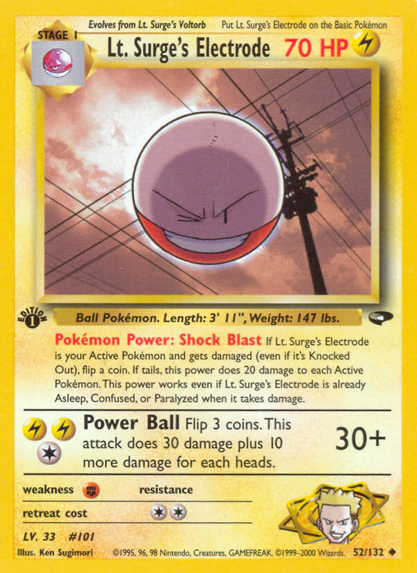 Lt. Surge's Electrode (52/132) [Gym Challenge 1st Edition] | Gear Gaming Fayetteville