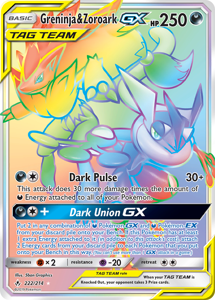 Greninja & Zoroark GX (222/214) [Sun & Moon: Unbroken Bonds] | Gear Gaming Fayetteville