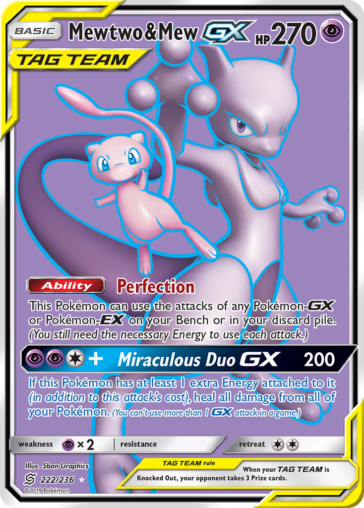 Mewtwo & Mew GX (222/236) [Sun & Moon: Unified Minds] | Gear Gaming Fayetteville