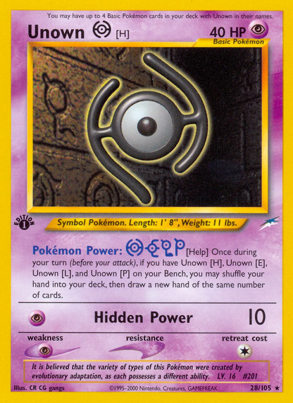 Unown [H] (28/105) [Neo Destiny 1st Edition] | Gear Gaming Fayetteville