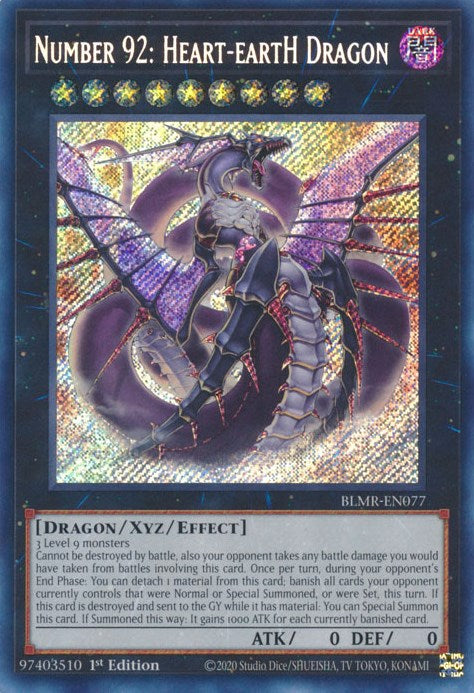 Number 92: Heart-eartH Dragon [BLMR-EN077] Secret Rare | Gear Gaming Fayetteville