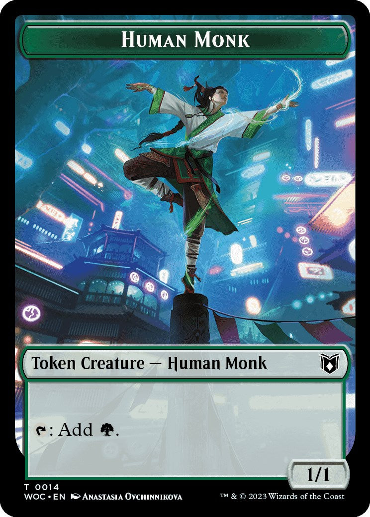 Human Monk // Saproling Double-Sided Token [Wilds of Eldraine Commander Tokens] | Gear Gaming Fayetteville