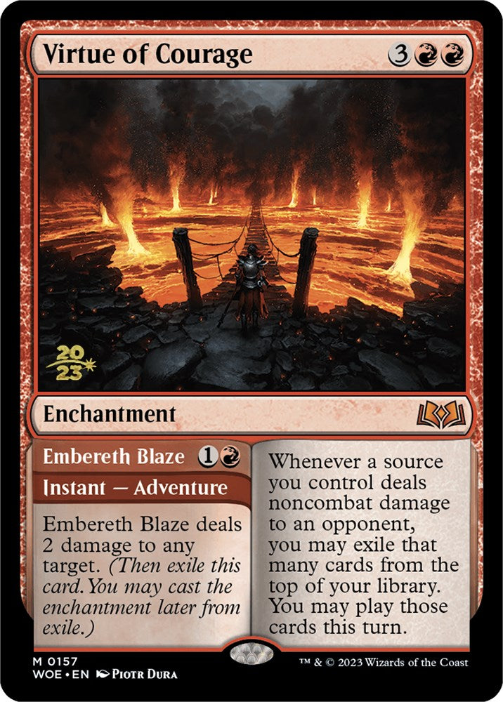 Virtue of Courage // Embereth Blaze [Wilds of Eldraine Prerelease Promos] | Gear Gaming Fayetteville