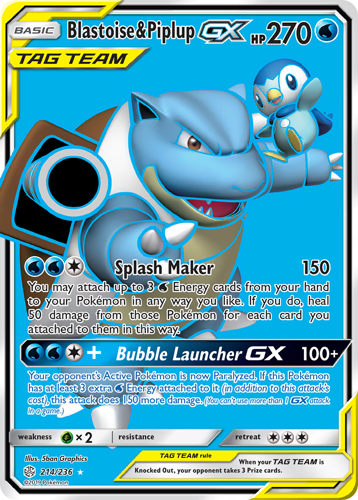 Blastoise & Piplup GX (214/236) [Sun & Moon: Cosmic Eclipse] | Gear Gaming Fayetteville