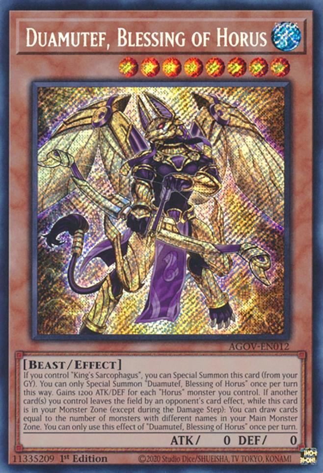 Duamutef, Blessing of Horus [AGOV-EN012] Secret Rare | Gear Gaming Fayetteville