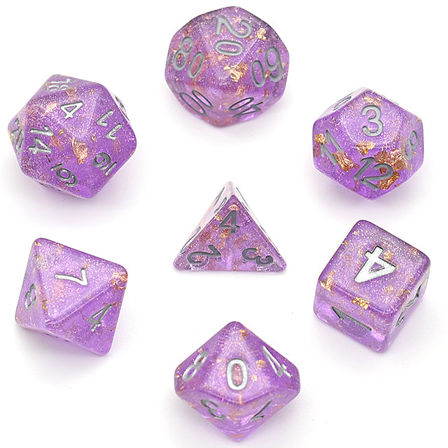 Udixi Shimmer Gold Foil Dice Set - Purple | Gear Gaming Fayetteville