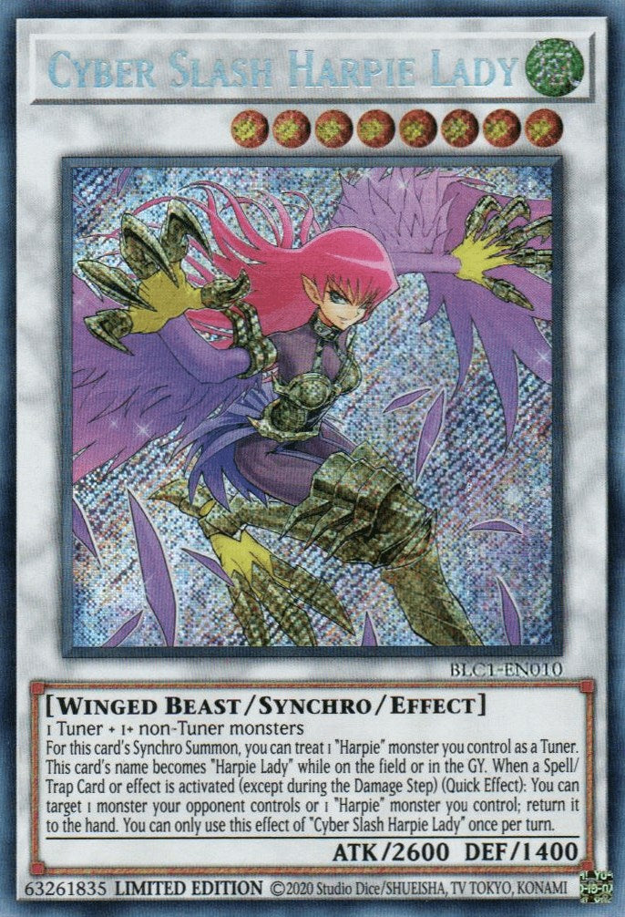 Cyber Slash Harpie Lady [BLC1-EN010] Secret Rare | Gear Gaming Fayetteville