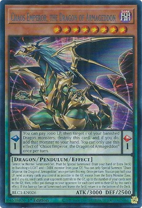 Chaos Emperor, the Dragon of Armageddon (Silver) [BLC1-EN026] Ultra Rare | Gear Gaming Fayetteville