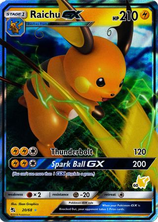 Raichu GX (20/68) (Pikachu Stamp #60) [Battle Academy 2020] | Gear Gaming Fayetteville