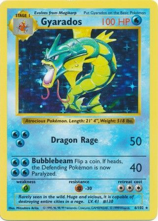 Gyarados (6/102) [Base Set Shadowless Unlimited] | Gear Gaming Fayetteville