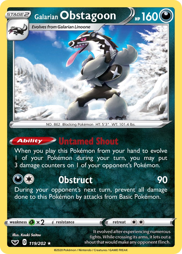 Galarian Obstagoon (119/202) (Theme Deck Exclusive) [Sword & Shield: Base Set] | Gear Gaming Fayetteville