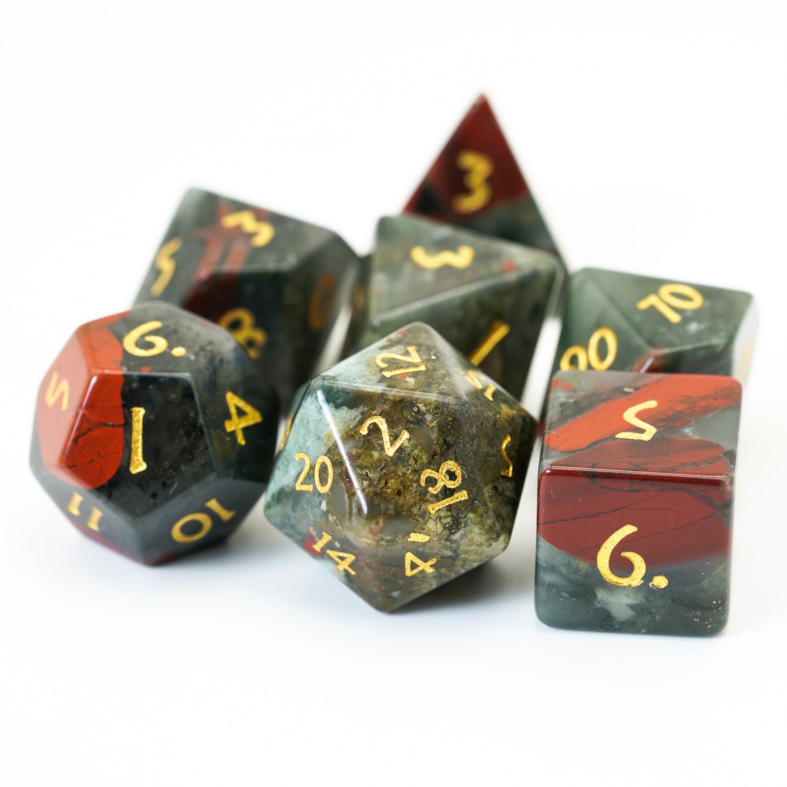 Blood Stone Gemstone Dice Set | Gear Gaming Fayetteville