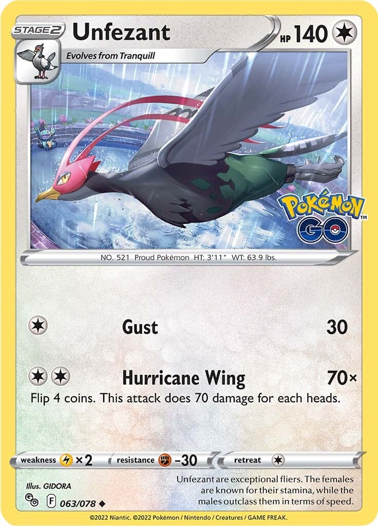 Unfezant (063/078) [Pokémon GO] | Gear Gaming Fayetteville