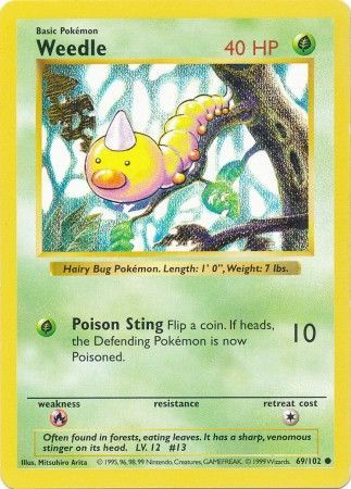 Weedle (69/102) [Base Set Shadowless Unlimited] | Gear Gaming Fayetteville