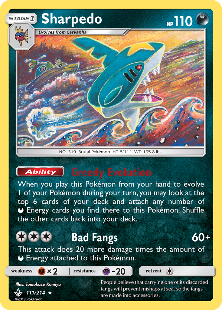 Sharpedo (111/214) [Sun & Moon: Unbroken Bonds] | Gear Gaming Fayetteville