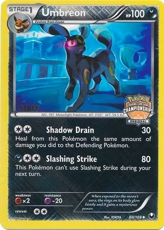 Umbreon (60/108) (Regional Championship Promo Staff) [Black & White: Dark Explorers] | Gear Gaming Fayetteville