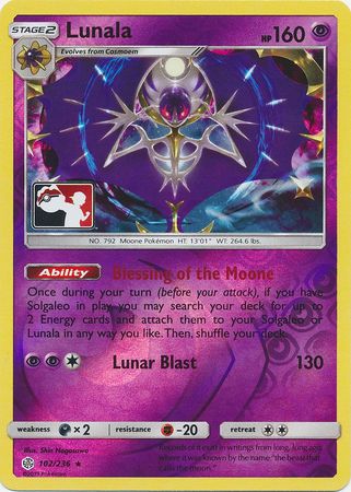 Lunala (102/236) (Pokemon Club Special Print) [Sun & Moon: Cosmic Eclipse] | Gear Gaming Fayetteville