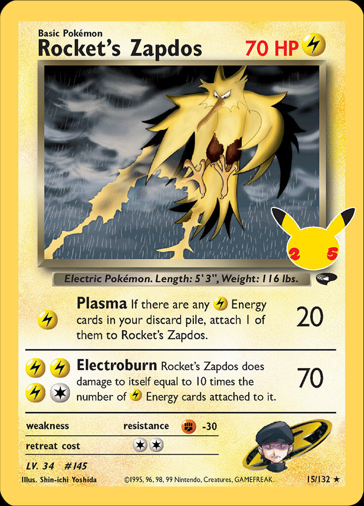 Rocket's Zapdos (15/132) [Celebrations: 25th Anniversary - Classic Collection] | Gear Gaming Fayetteville