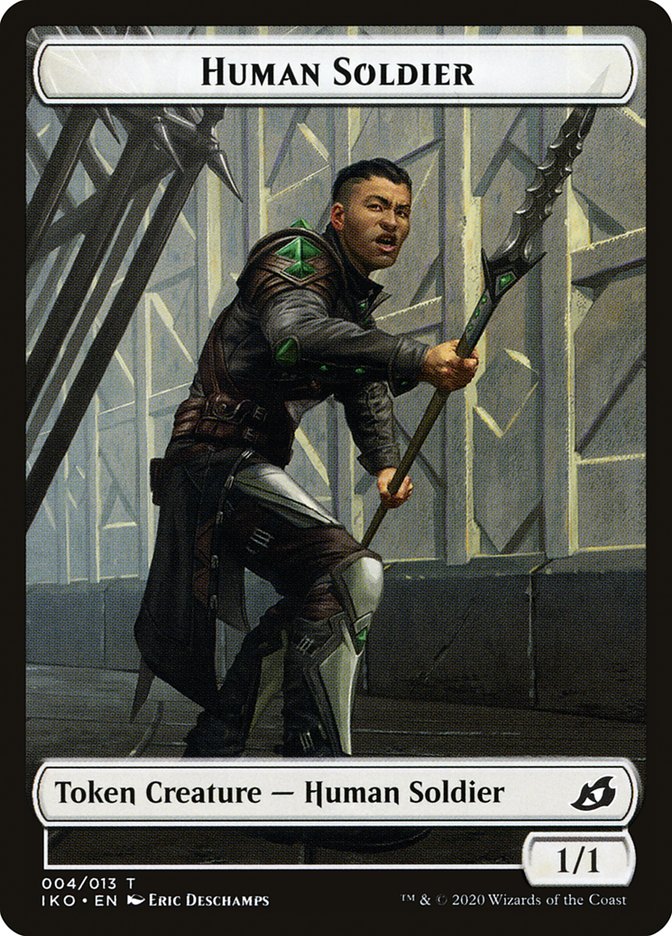 Dinosaur Beast // Human Soldier (004) Double-Sided Token [Ikoria: Lair of Behemoths Tokens] | Gear Gaming Fayetteville