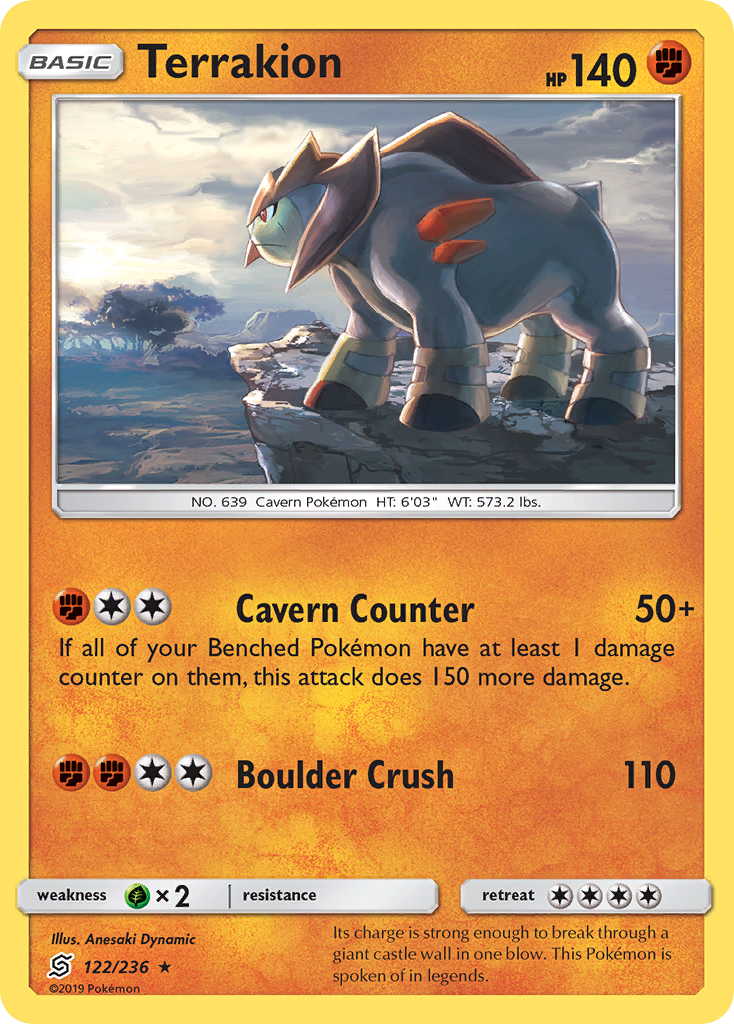 Terrakion (122/236) [Sun & Moon: Unified Minds] | Gear Gaming Fayetteville