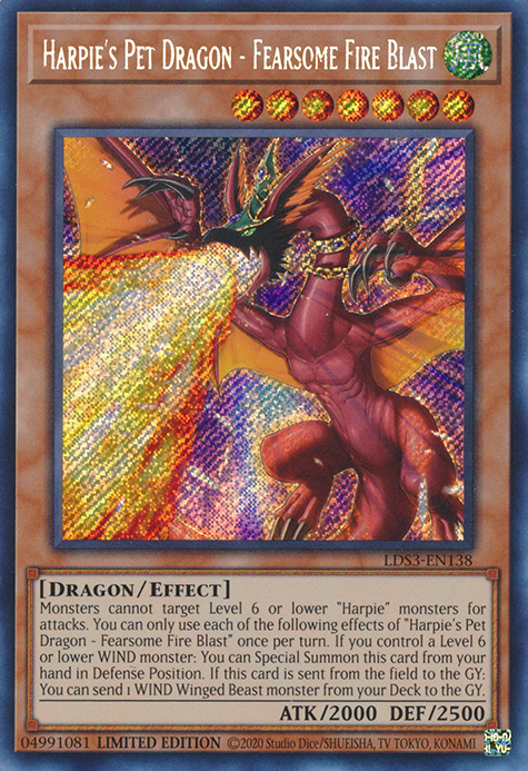 Harpie's Pet Dragon - Fearsome Fire Blast [LDS3-EN138] Secret Rare | Gear Gaming Fayetteville