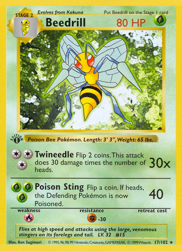 Beedrill (17/102) (Shadowless) [Base Set 1st Edition] | Gear Gaming Fayetteville