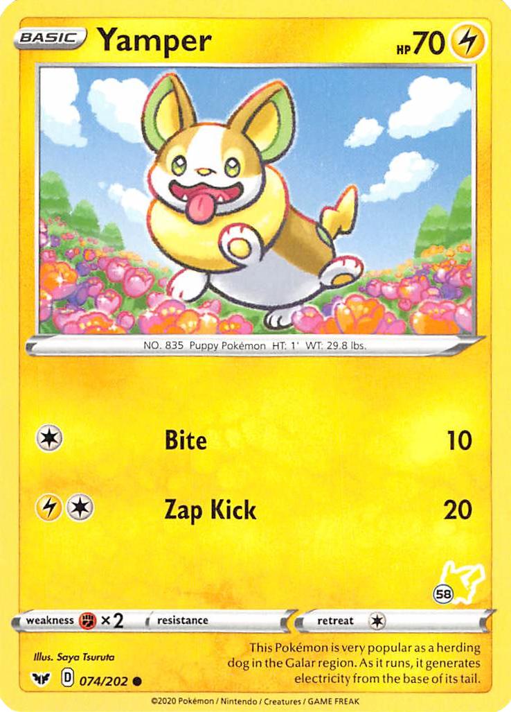 Yamper (074/202) (Pikachu Stamp #58) [Battle Academy 2022] | Gear Gaming Fayetteville