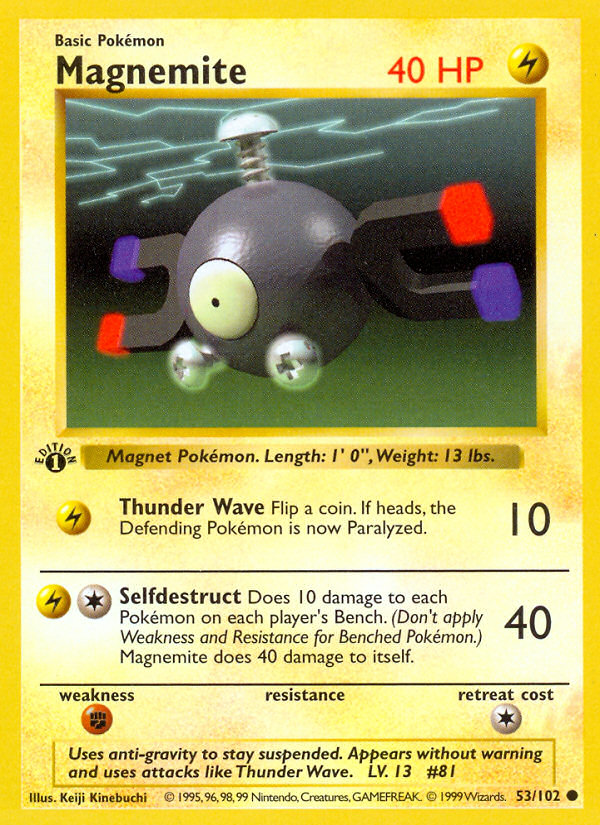 Magnemite (53/102) (Shadowless) [Base Set 1st Edition] | Gear Gaming Fayetteville