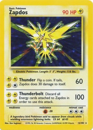 Zapdos (16/102) [Base Set Unlimited] | Gear Gaming Fayetteville