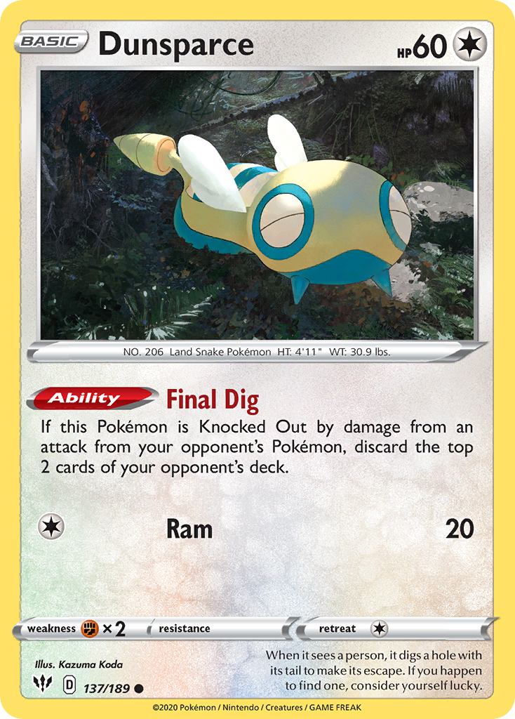 Dunsparce (137/189) [Sword & Shield: Darkness Ablaze] | Gear Gaming Fayetteville