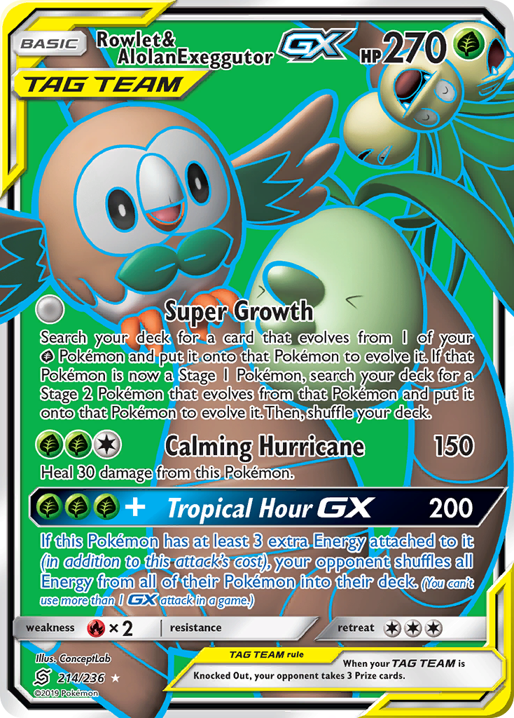 Rowlet & Alolan Exeggutor GX (214/236) [Sun & Moon: Unified Minds] | Gear Gaming Fayetteville