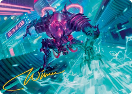 Surgehacker Mech Art Card (Gold-Stamped Signature) [Kamigawa: Neon Dynasty Art Series] | Gear Gaming Fayetteville