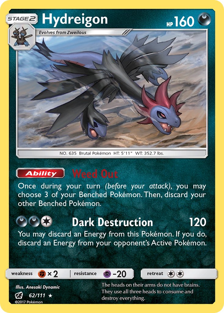 Hydreigon (62/111) (Cracked Ice Holo) (Theme Deck Exclusive) [Sun & Moon: Crimson Invasion] | Gear Gaming Fayetteville