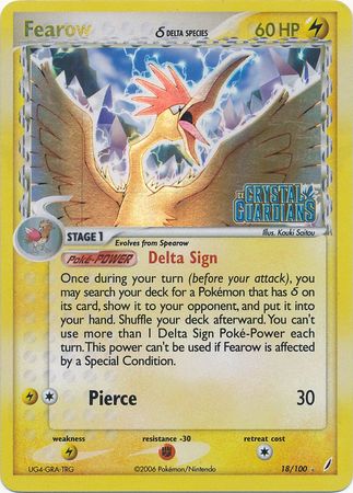 Fearow (18/100) (Delta Species) (Stamped) [EX: Crystal Guardians] | Gear Gaming Fayetteville