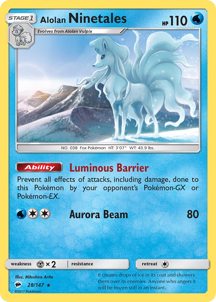 Alolan Ninetales (28/147) (Water Web Holo) (Theme Deck Exclusives) [Sun & Moon: Burning Shadows] | Gear Gaming Fayetteville