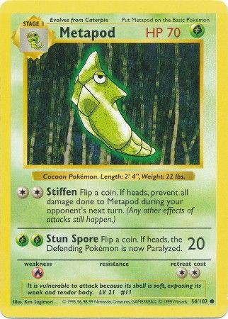 Metapod (54/102) [Base Set Shadowless Unlimited] | Gear Gaming Fayetteville