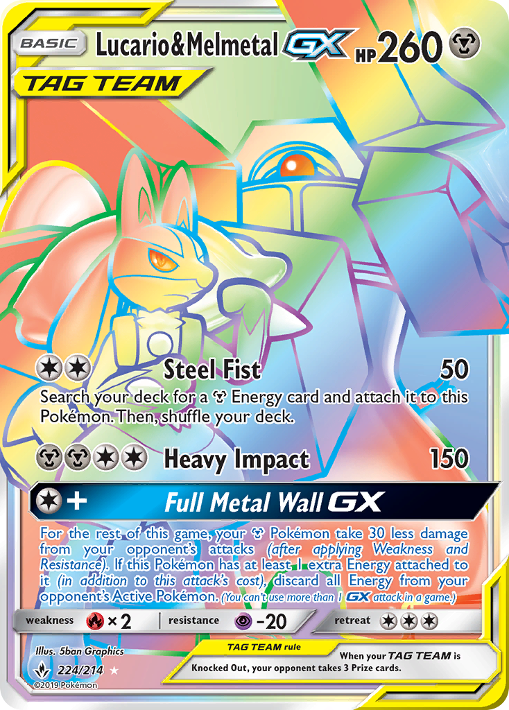 Lucario & Melmetal GX (224/214) [Sun & Moon: Unbroken Bonds] | Gear Gaming Fayetteville