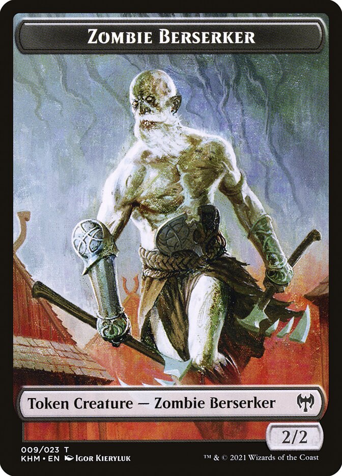 Human Warrior // Zombie Berserker Double-Sided Token [Kaldheim Tokens] | Gear Gaming Fayetteville