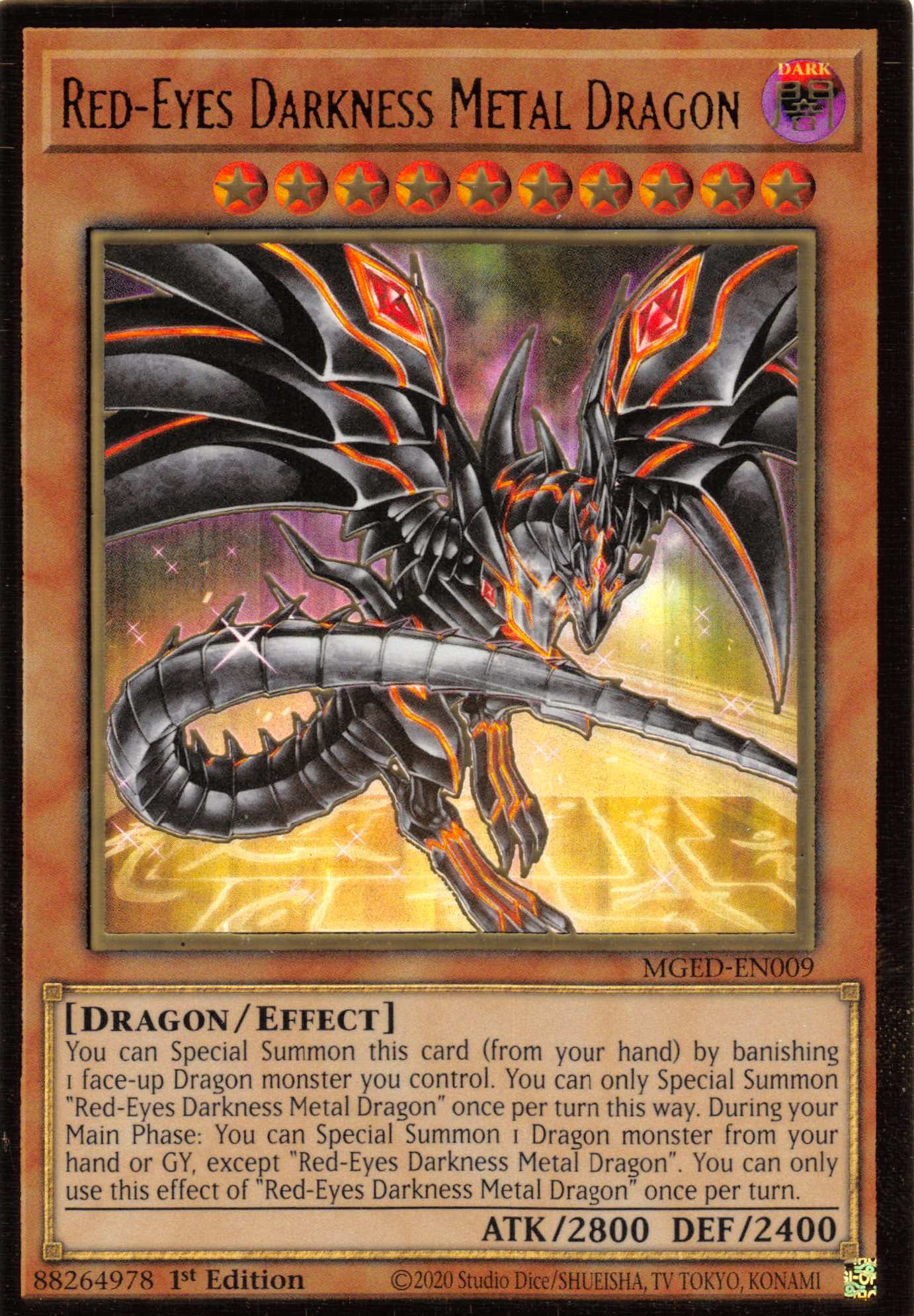 Red-Eyes Darkness Metal Dragon (Alternate Art) [MGED-EN009] Gold Rare | Gear Gaming Fayetteville