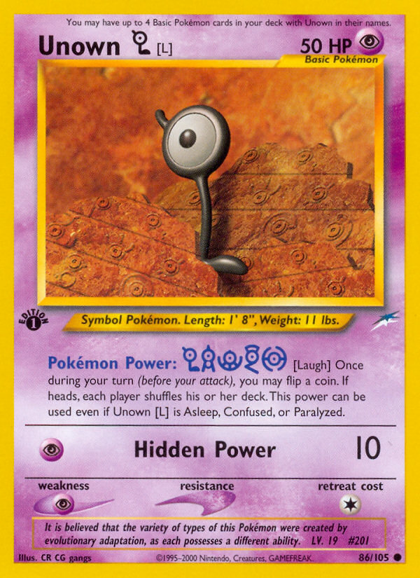 Unown [L] (86/105) [Neo Destiny 1st Edition] | Gear Gaming Fayetteville