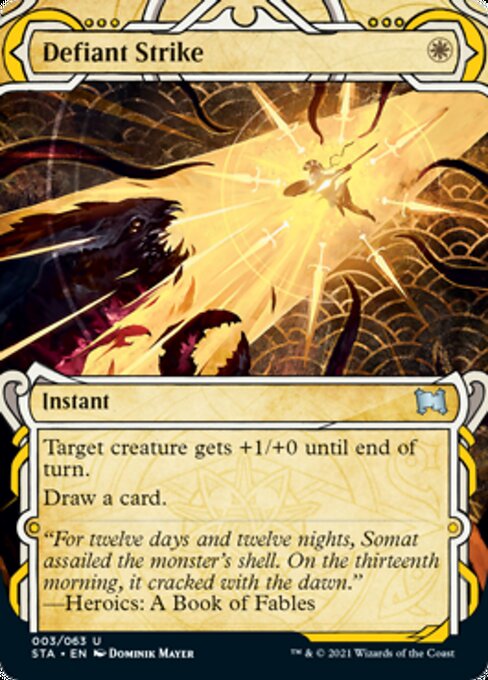 Defiant Strike (Foil Etched) [Strixhaven: School of Mages Mystical Archive] | Gear Gaming Fayetteville
