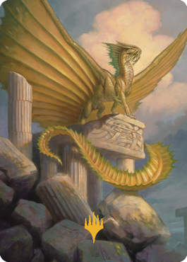 Ancient Gold Dragon Art Card (05) (Gold-Stamped Signature) [Commander Legends: Battle for Baldur's Gate Art Series] | Gear Gaming Fayetteville