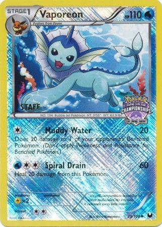 Vaporeon (25/108) (State Province Championship 2013 Promo Staff) [Black & White: Dark Explorers] | Gear Gaming Fayetteville