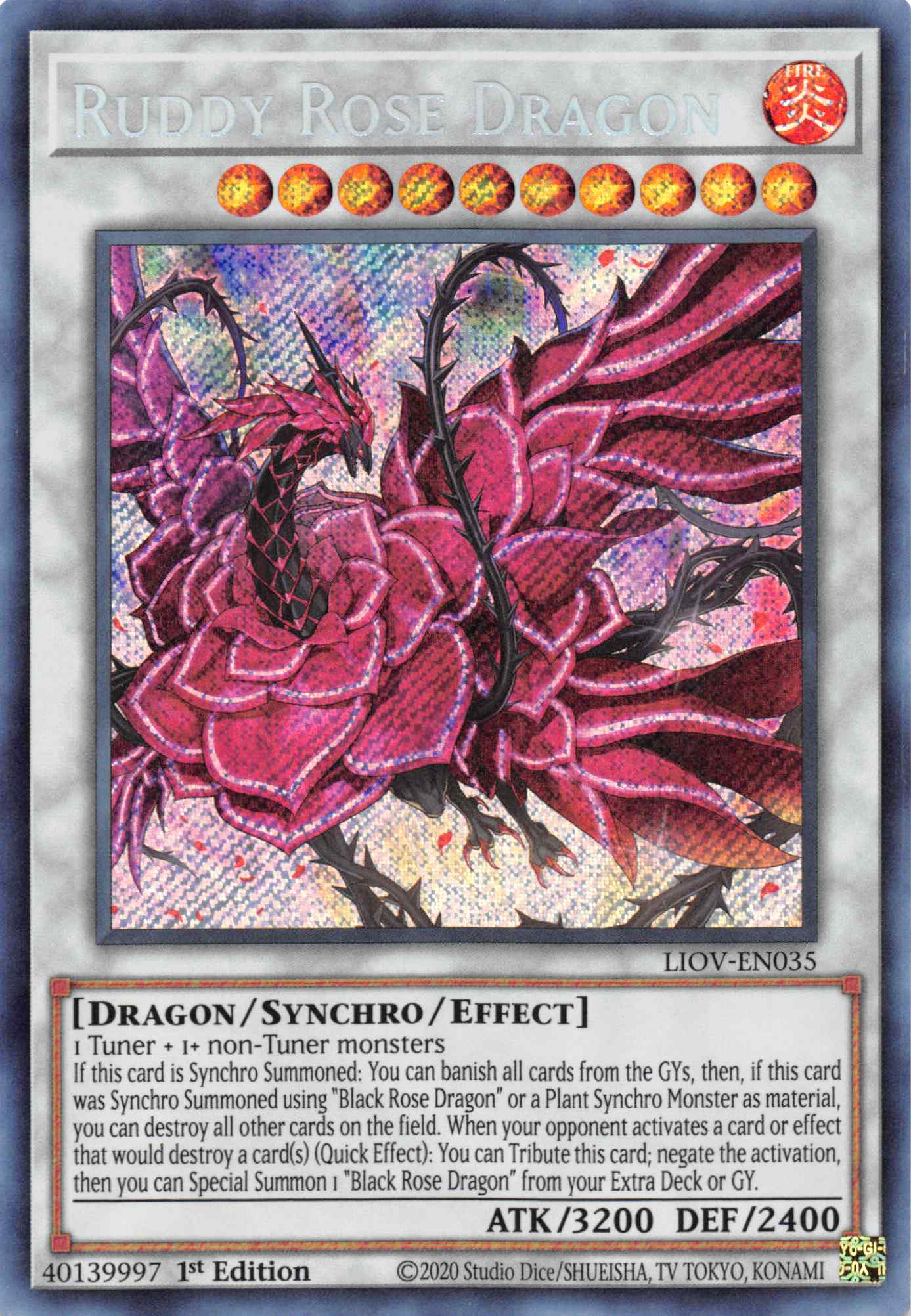 Ruddy Rose Dragon [LIOV-EN035] Secret Rare | Gear Gaming Fayetteville