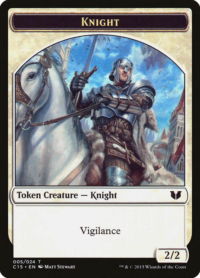 Knight (005) // Spirit (023) Double-Sided Token [Commander 2015 Tokens] | Gear Gaming Fayetteville